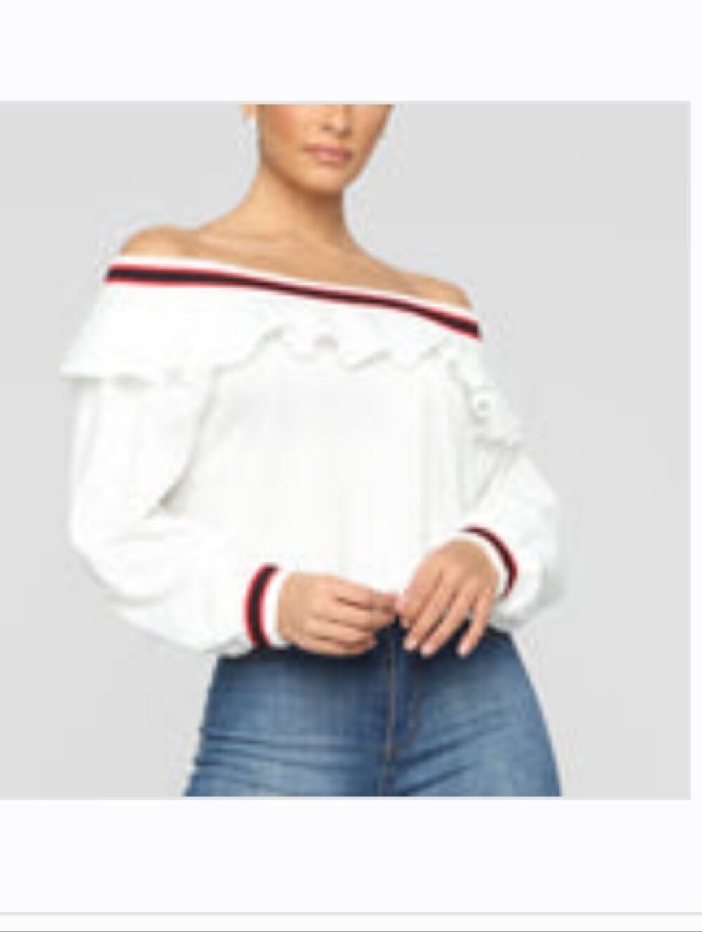 Fashion Nova Off Shoulder Cropped Sweatshirt, size L